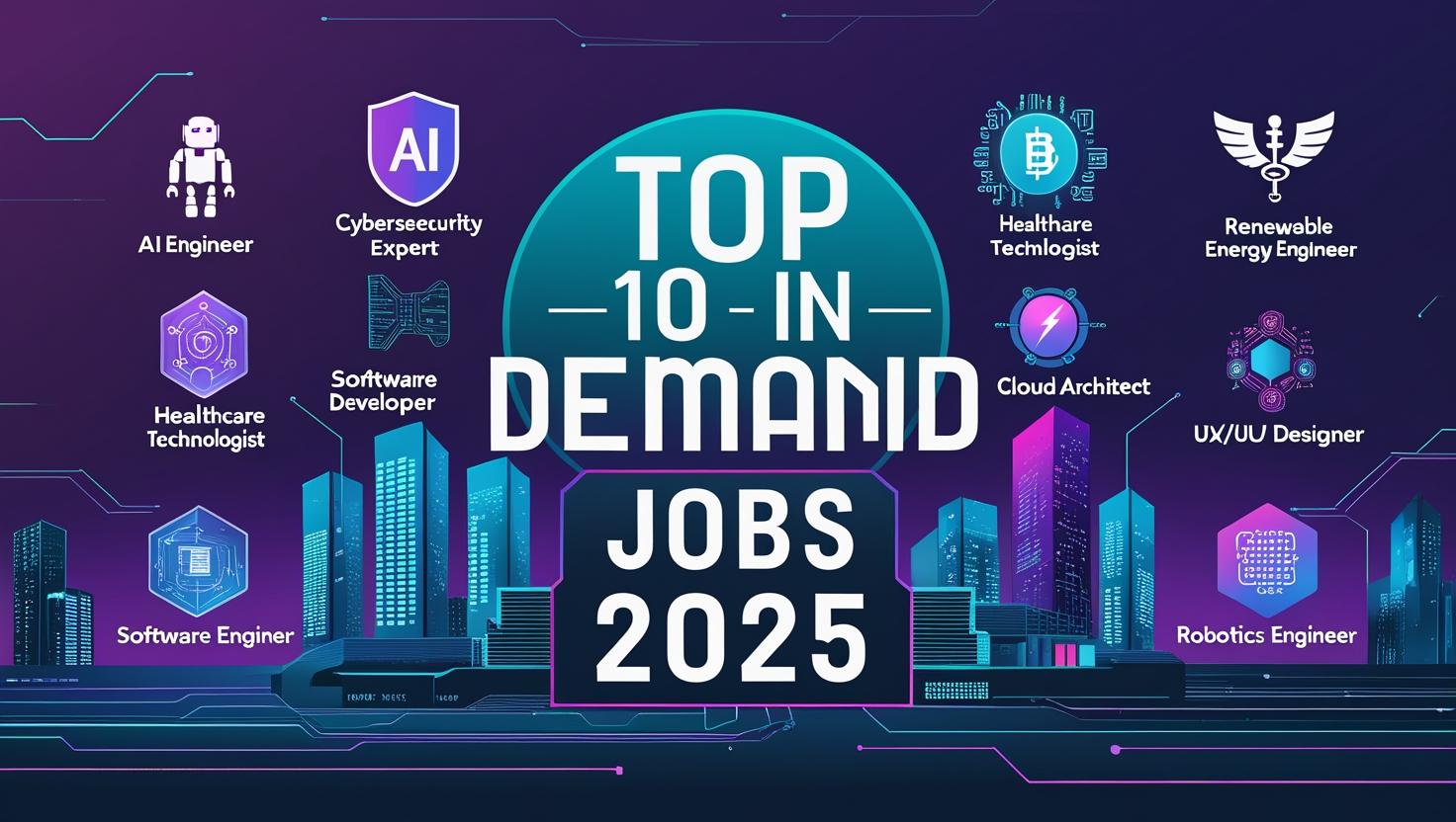 _A stylish futuristic infographic-style illustration showing icons of various high-demand jobs for 2025 (like AI engineer, cybersecurity expert, data scientist, healthcare technologist)_985.jpg